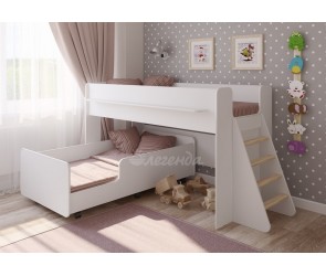 Кровать детская Легенда 23.3 белая угловой вариант